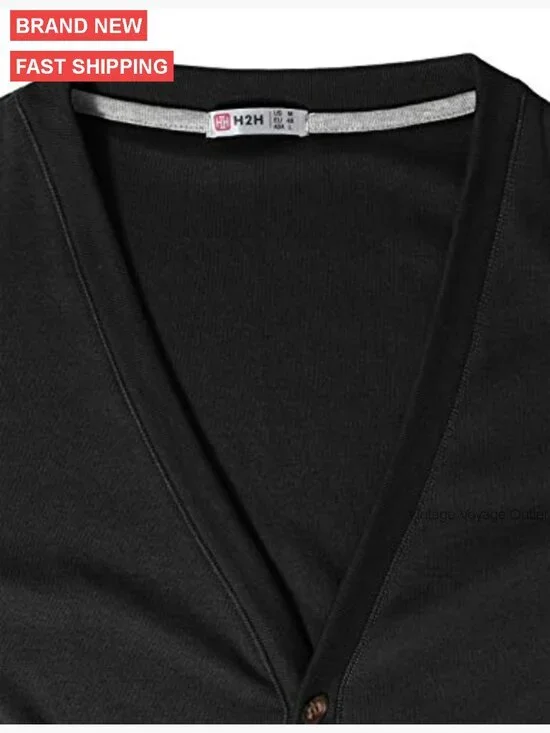 Men's Slim Fit V-Neck Cardigan, Cotton Blend, Long Sleeve Button Down - Picture 6 of 7